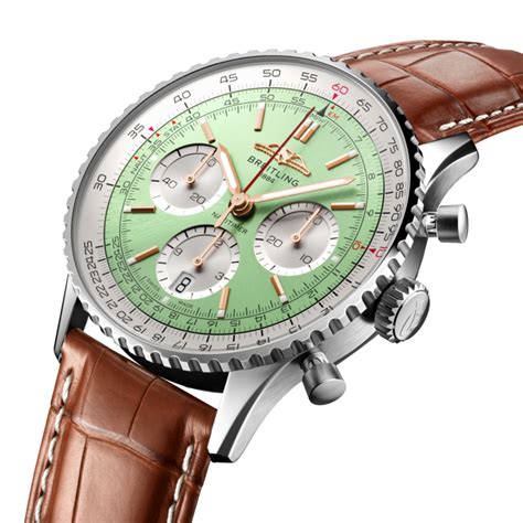 breitling navitimer mint green|BREITLING Navitimer Watch B01 41mm, Mint Green, Alligator .